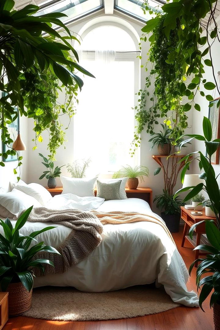 Nature Escape with Lush Greenery - 22 Green Bedroom Ideas