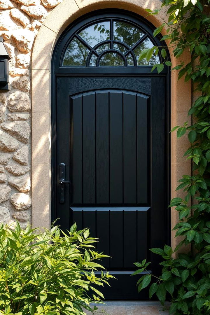 Nature Infused Entry - 22 Black Front Door Ideas