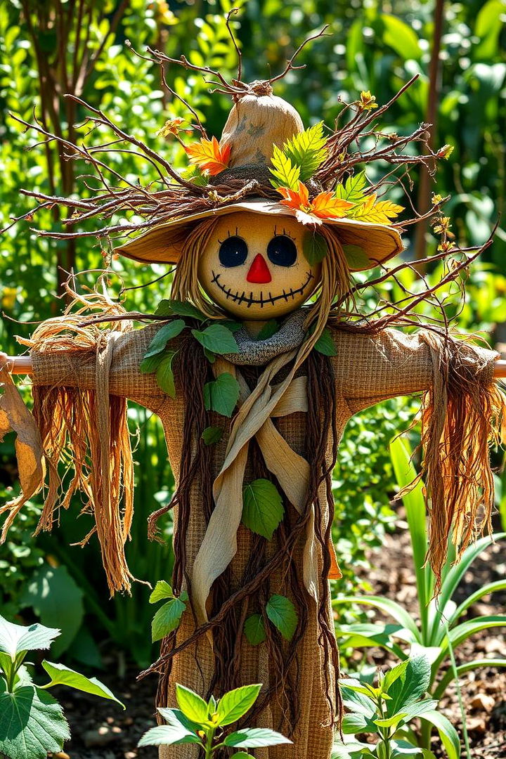Nature Infused Organic Scarecrow Creations - 22 Garden Scarecrow Ideas