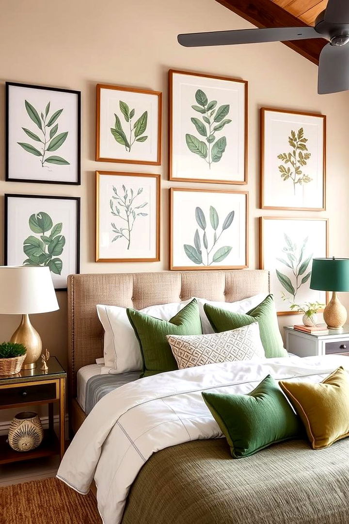 Nature Inspired Art Displays - 22 Green and Beige Bedroom Ideas