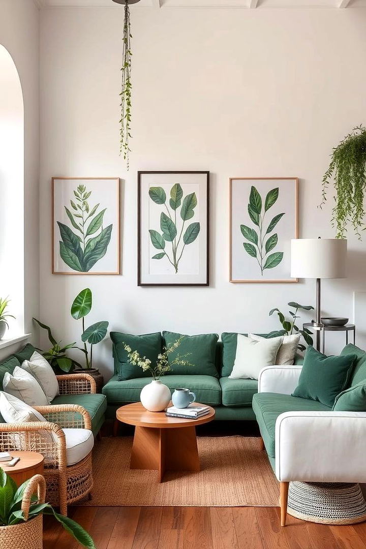 Nature Inspired Artwork and Furnishings - 22 Green and White Bedroom Ideas