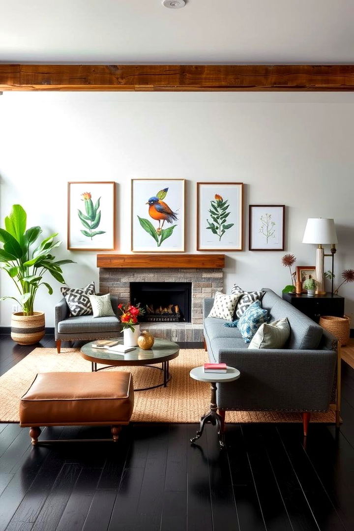 Nature Inspired Black Accents - 22 Black Floor Living Room Ideas