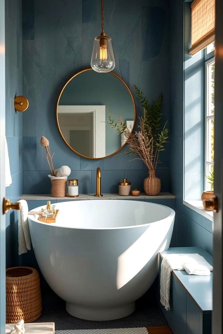 Nature Inspired Blue Tones - 22 Blue and Gold Bathroom Ideas