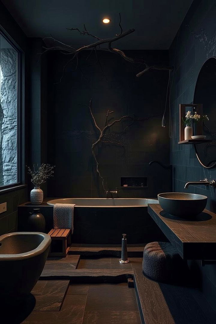 Nature Inspired Dark Haven - 22 Dark Bathroom Ideas