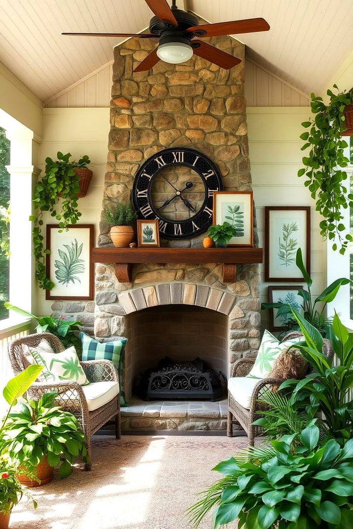 Nature Inspired Decor - 22 Screened-in Porch With Fireplace Ideas