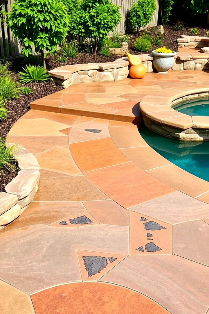 Nature Inspired Designs - 22 Stamped Concrete Pool Deck Ideas