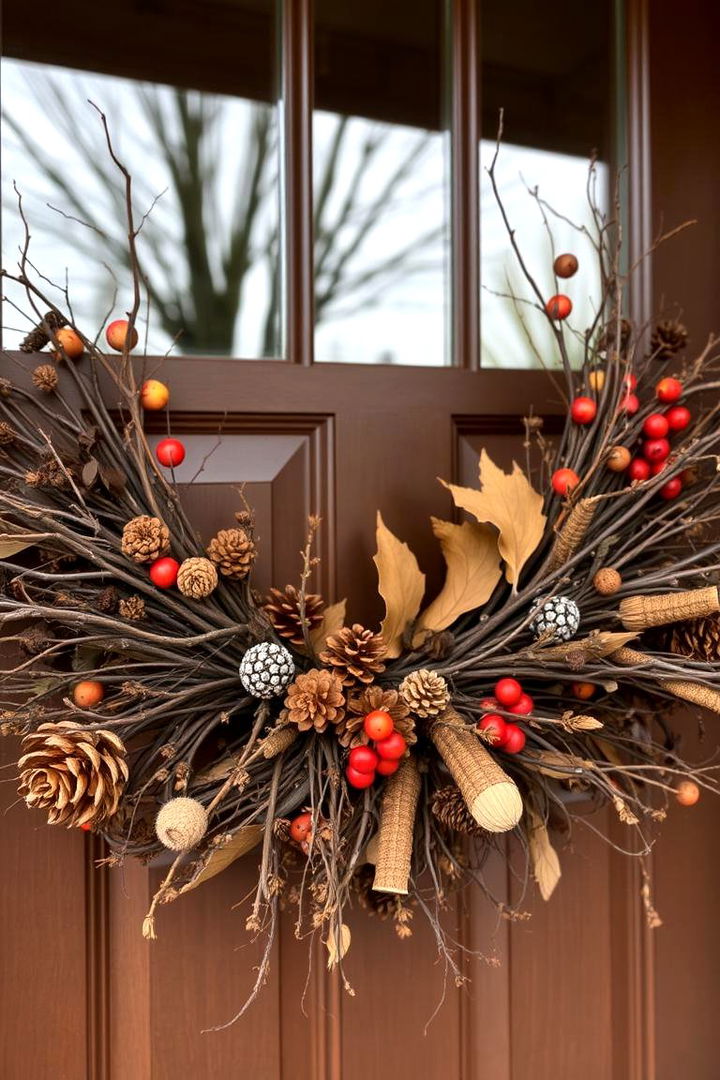 Nature Inspired Door Garlands - 22 Front Door Fall Decor Ideas