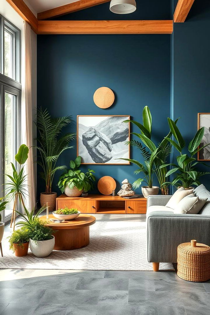 Nature Inspired Elements - 22 grey floor living room with blue walls ideas