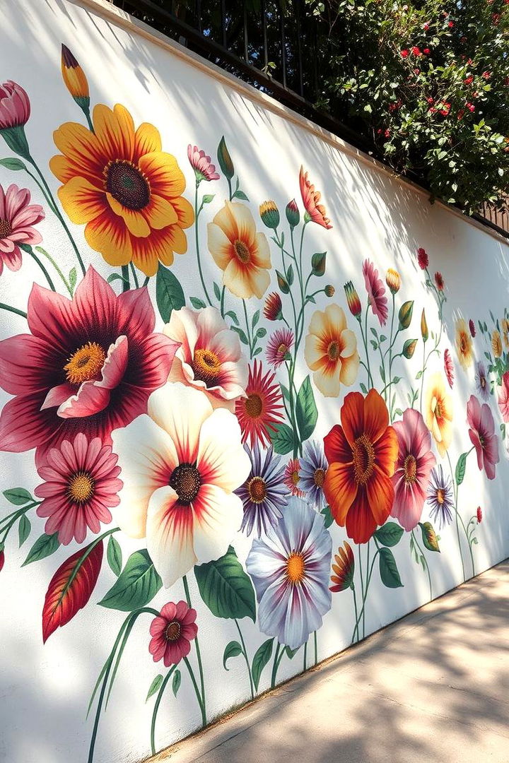 Nature Inspired Floral Murals Blossoming Creativity - 22 Outdoor Wall Decor Ideas