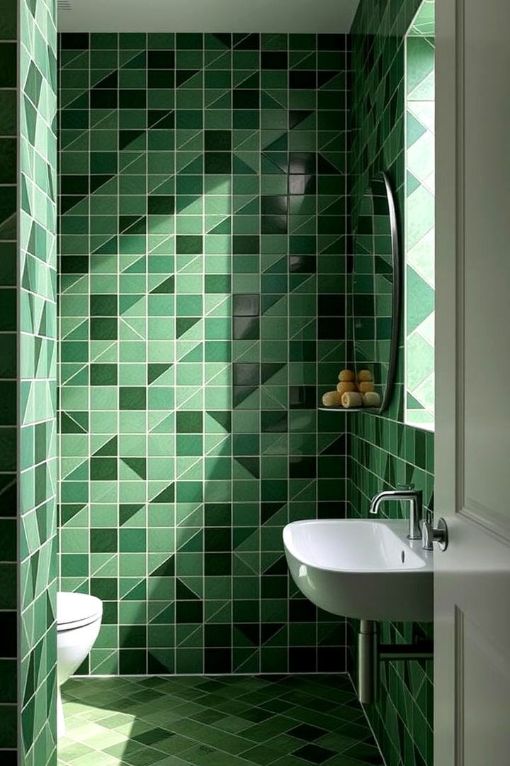 Nature Inspired Geometric Patterns - 22 Green Tile Bathroom Ideas