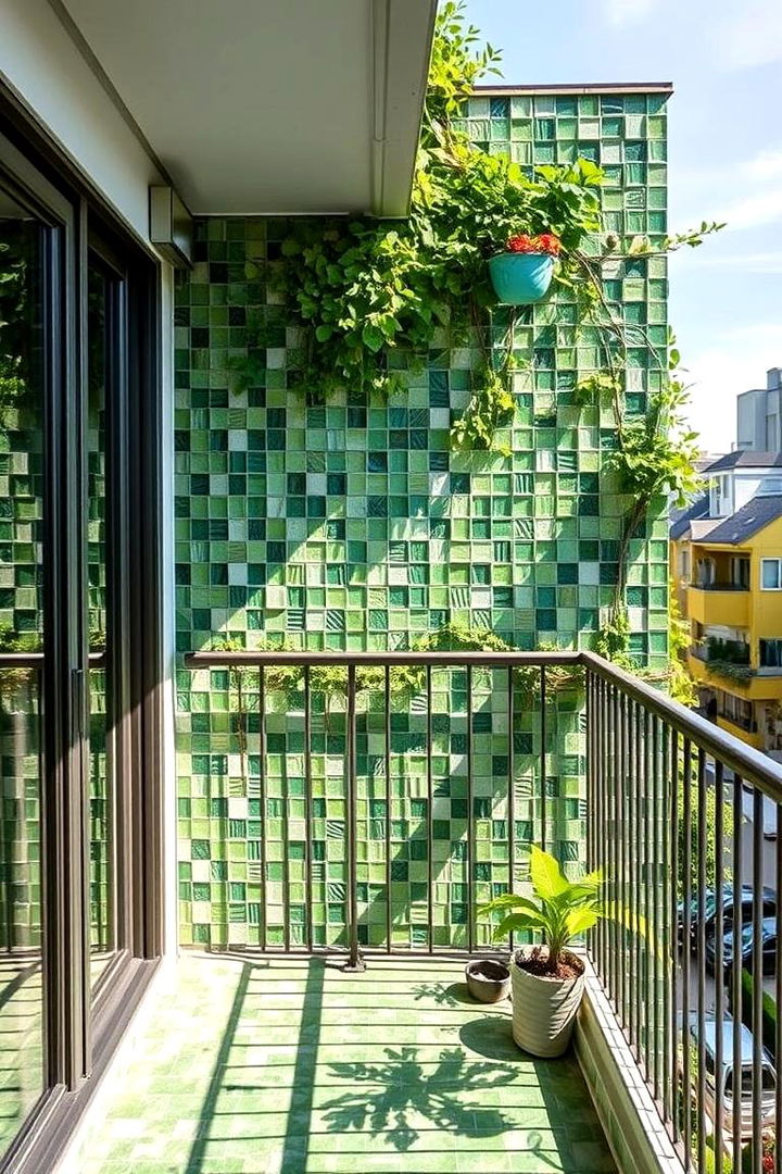 Nature Inspired Green Mosaic - 22 Balcony Tiles Ideas