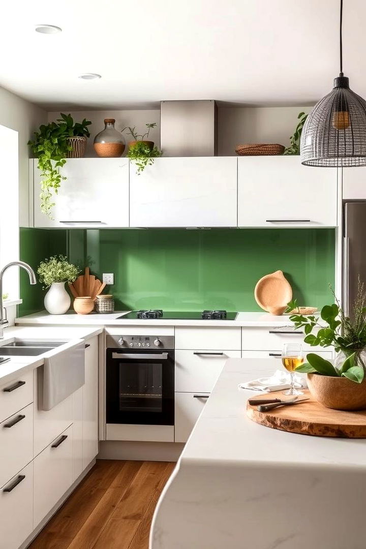 Nature Inspired Green Splashback - 22 Kitchen Splashback Ideas
