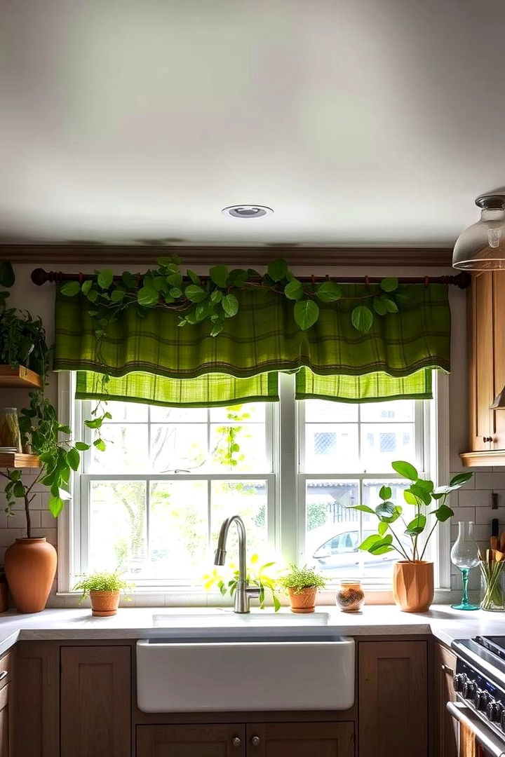 Nature Inspired Green Valances - 22 Kitchen Valance Ideas