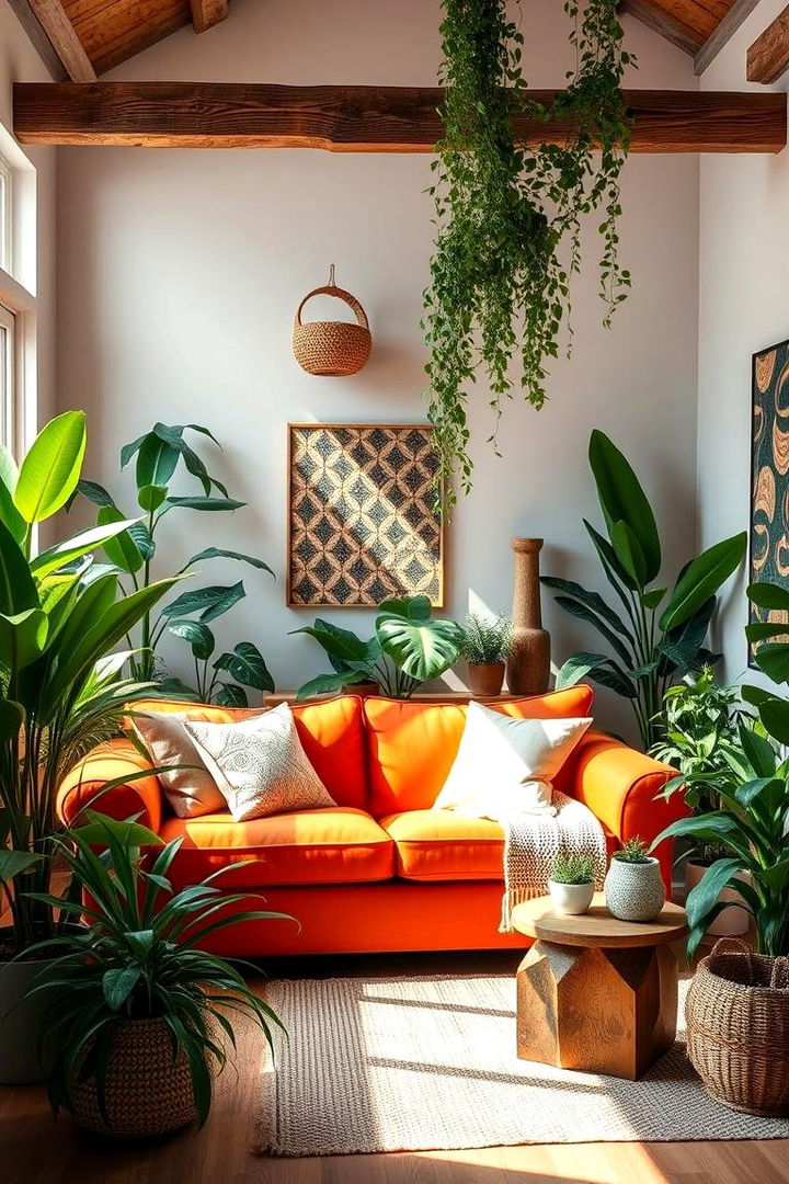 Nature Inspired Harmony - 22 Orange Couch Living Room Ideas