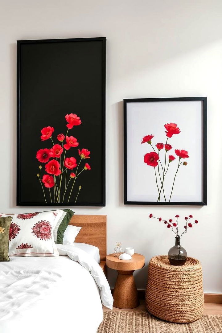 Nature Inspired Harmony - 22 red black and white bedroom ideas