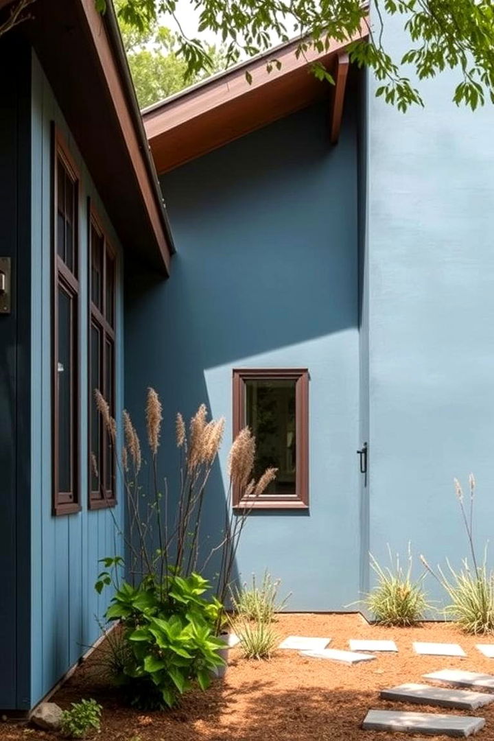 Nature Inspired Integration - 22 blue exterior home with a brown roof ideas