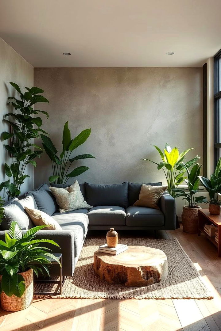 Nature Inspired Living with Organic Elements - 22 dark grey couch living room ideas