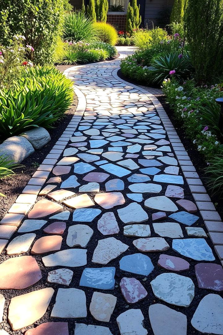 Nature Inspired Mosaic - 22 Flagstone Walkway Ideas