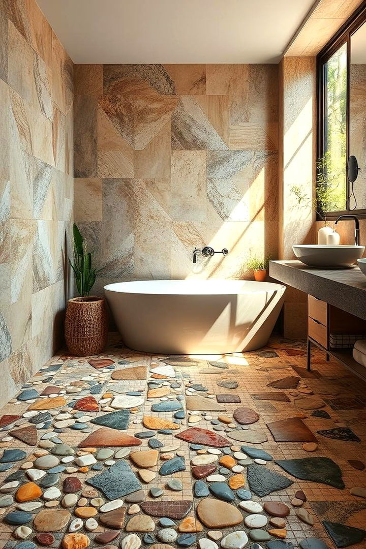 Nature Inspired Mosaic - 22 Bathroom Mosaic Floor Tile Ideas