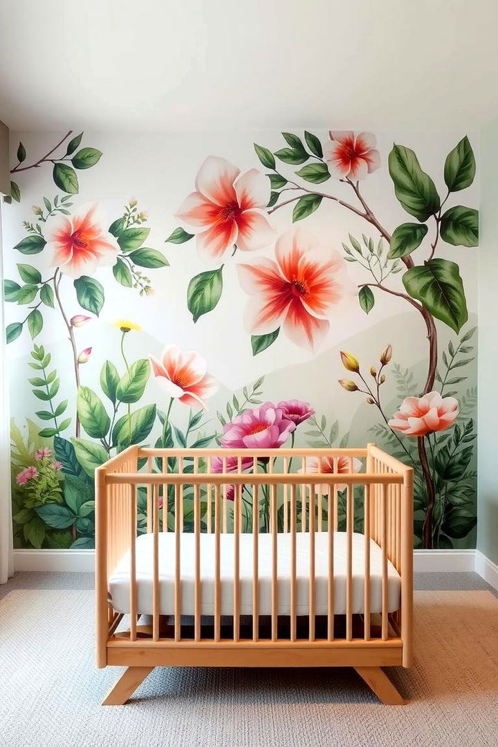 Nature Inspired Mural Featuring Blooms - 22 Floral Nursery Ideas