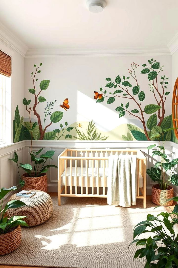Nature Inspired Mural Integration - 22 Wainscoting Nursery Ideas