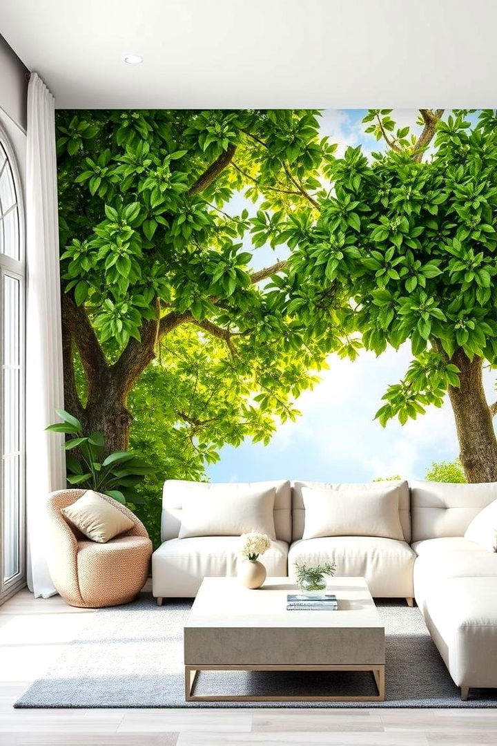 Nature Inspired Murals - 22 Living Room Accent Wall Ideas