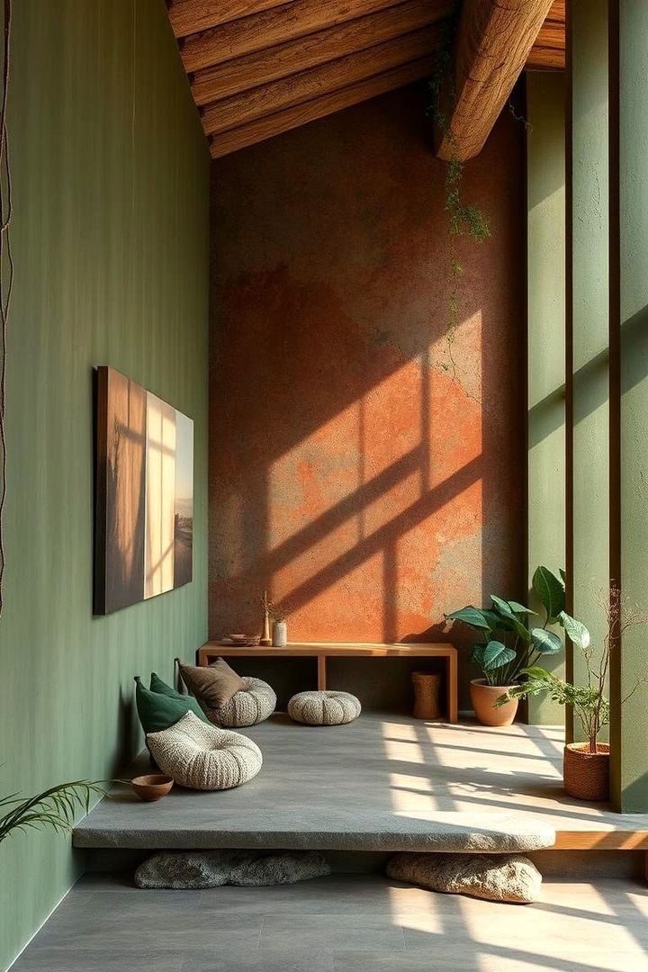 Nature Inspired Olive Green and Rust - 22 Two Tone Wall Paint Ideas