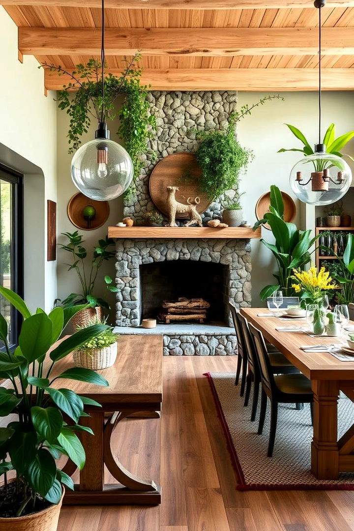 Nature Inspired Retreat with Organic Elements - 22 Dining Room With Fireplace Ideas