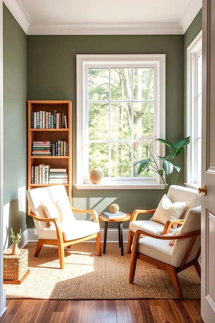 Nature Inspired Sage Reading Nooks - 22 Sage Green Paint Color Ideas