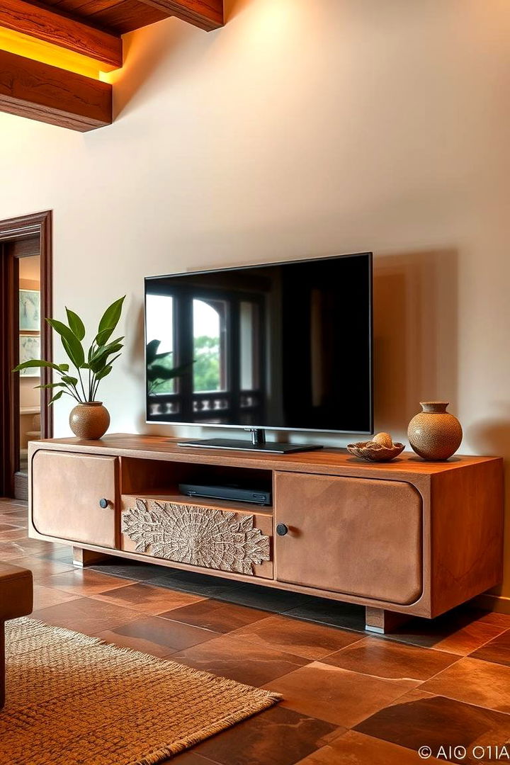 Nature Inspired Terracotta Tones - 22 Tv Console Decor Ideas
