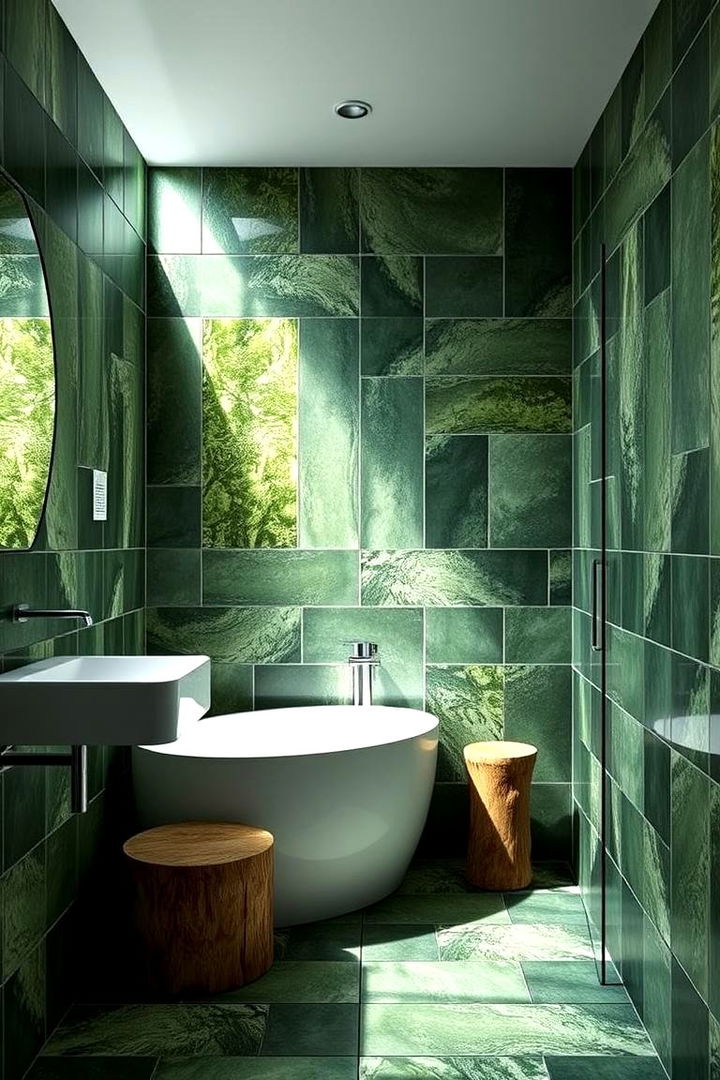 Nature Inspired Tile Patterns - 22 Forest Green Bathroom Ideas