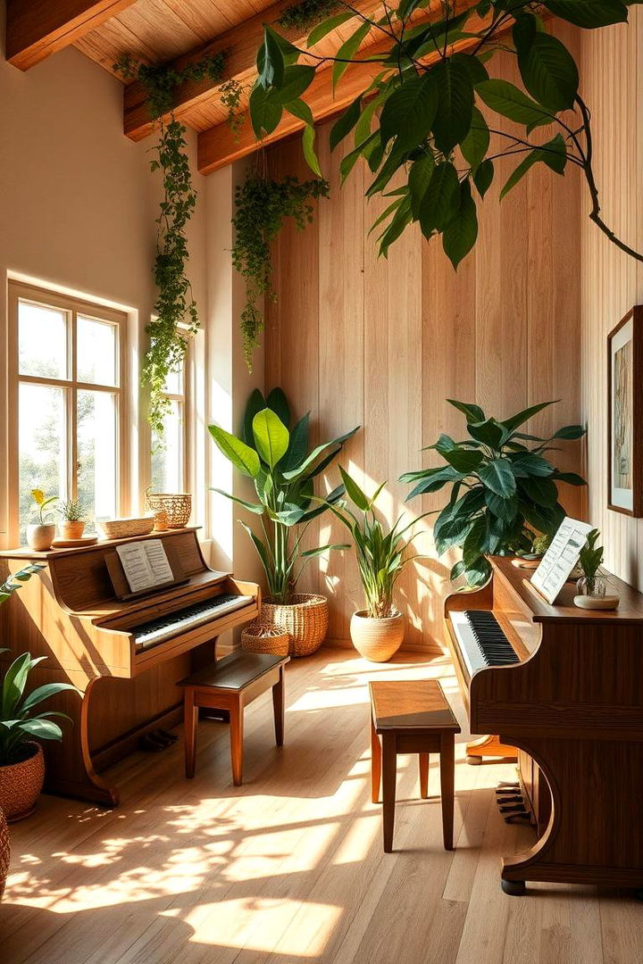 Nature Inspired Tranquil Piano Room - 22 Piano Room Ideas