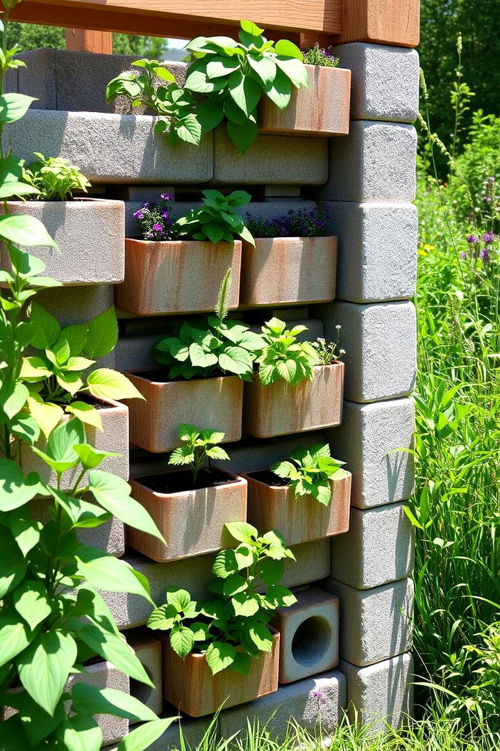 Nature Inspired Vertical Planter Fence - 22 Cinder Block Fence Ideas