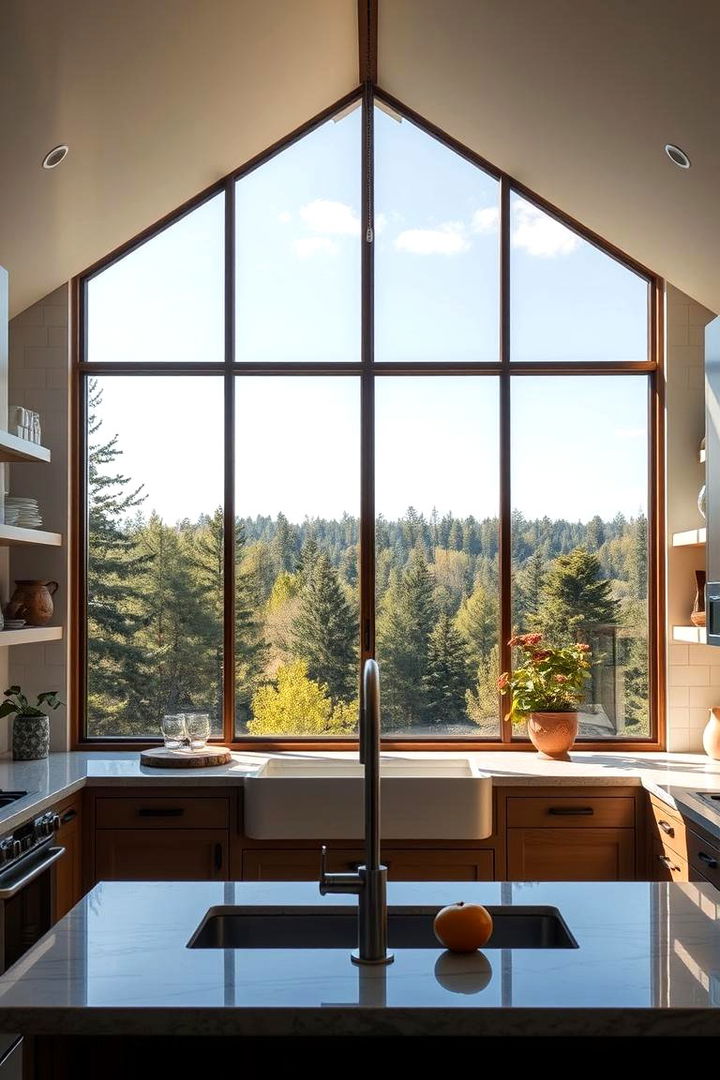 Nature Inspired Window Views - 22 Log Cabin Kitchen Design Ideas