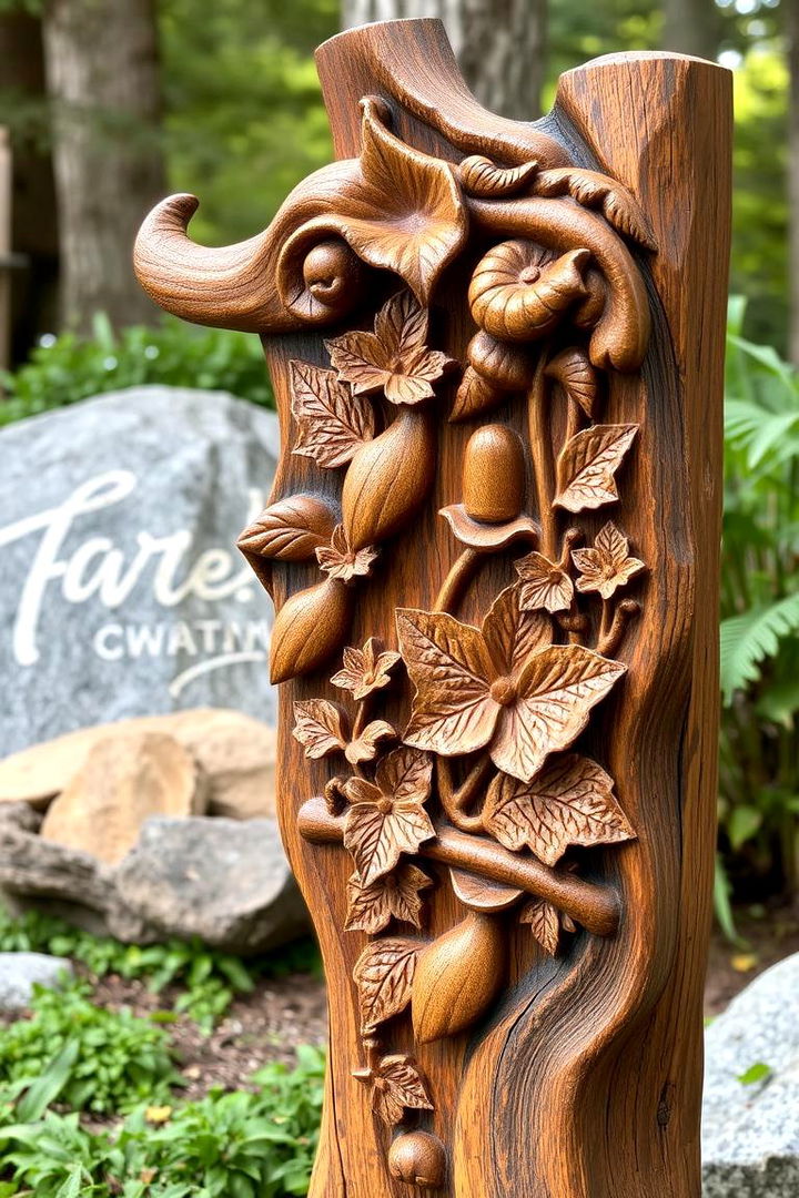 Nature Inspired Wooden Carving - 22 Wedding Welcome Sign Ideas