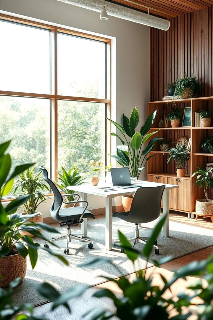 Nature Inspired Zen Office - 22 Man Cave Office Ideas