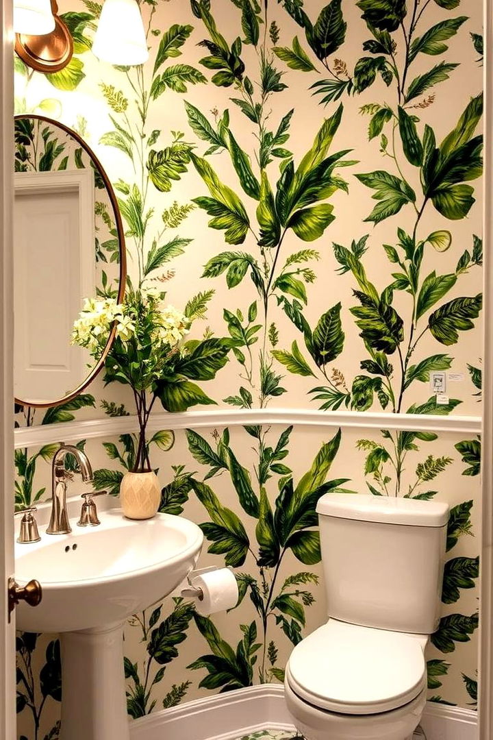 Nature inspired Greenery - 22 Powder Room Wallpaper Ideas