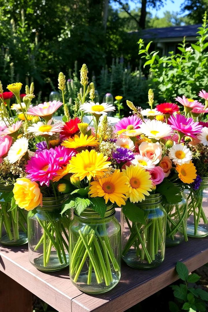 Natures Bounty Display - 22 Mason Jar Wedding Centerpieces