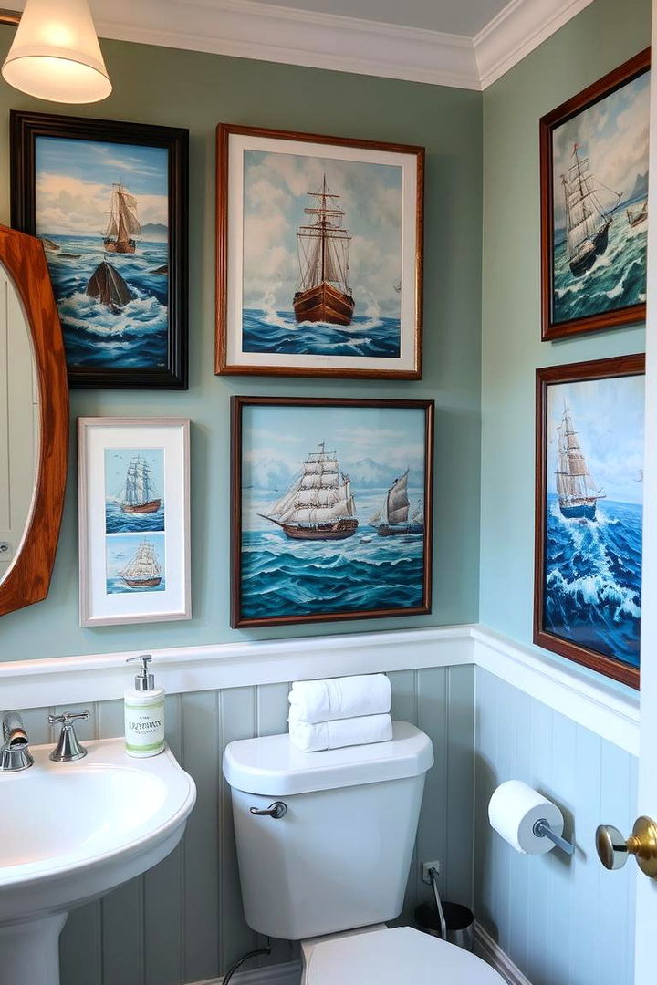 Nautical Art and Wall Decor - 22 Nautical Bathroom Ideas