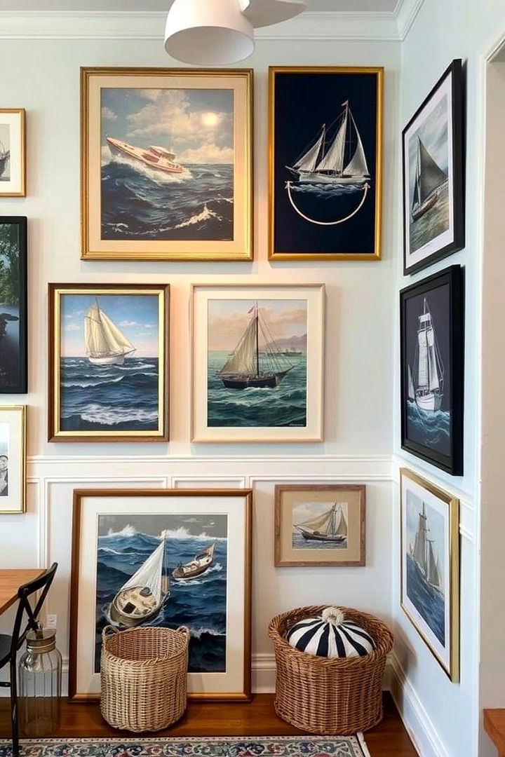 Nautical Artwork Feature - 22 Navy Living Room Ideas