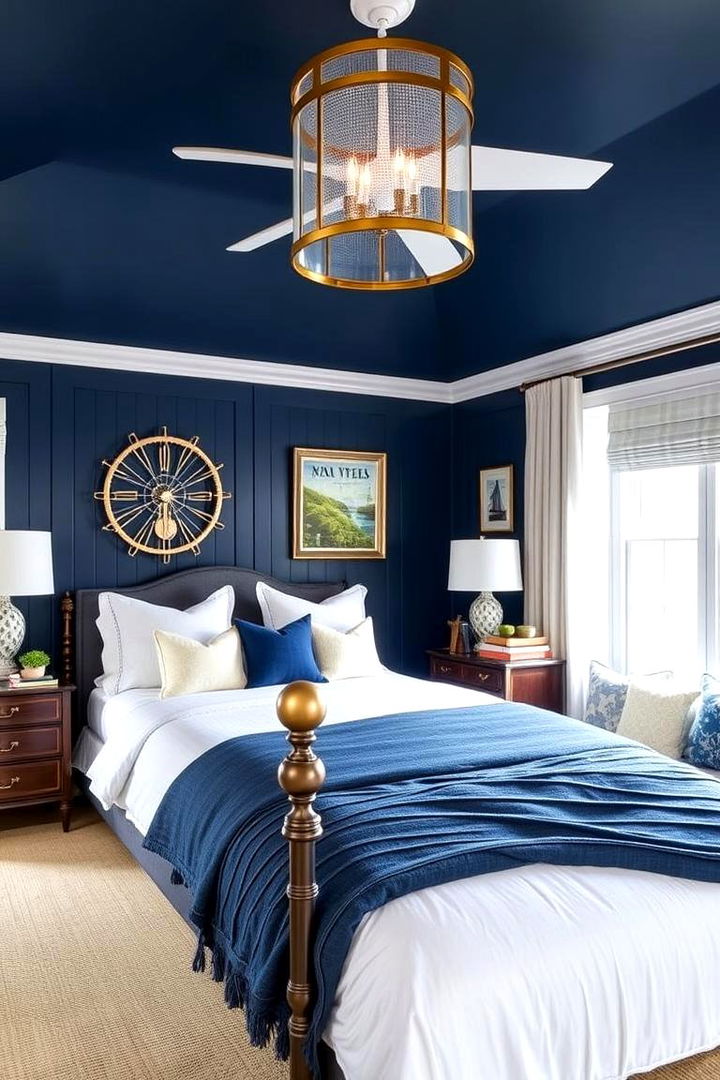 Nautical Blue and Gold Vibes - 22 Blue and Gold Bedroom Ideas