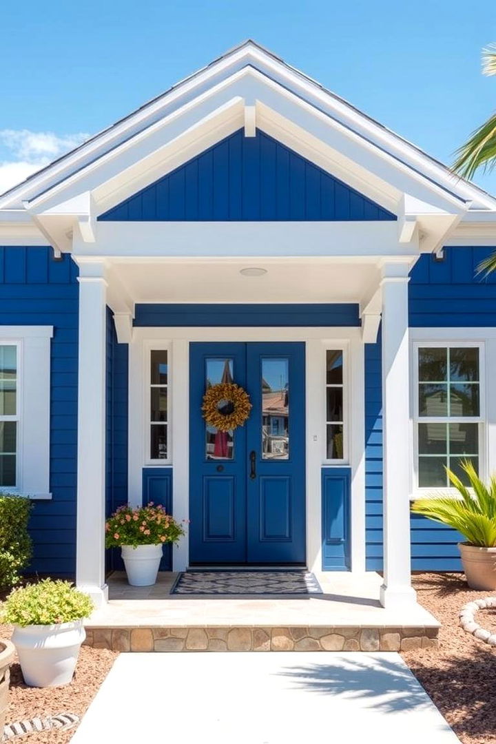 Nautical Blue and White Accents - 22 Exterior Wainscoting Ideas