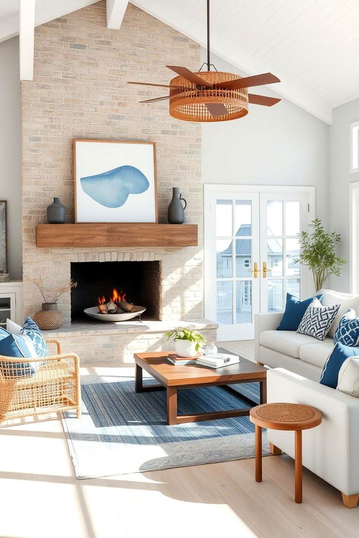 Nautical Inspired Blue White Mix - 22 Fireplace Paint Ideas