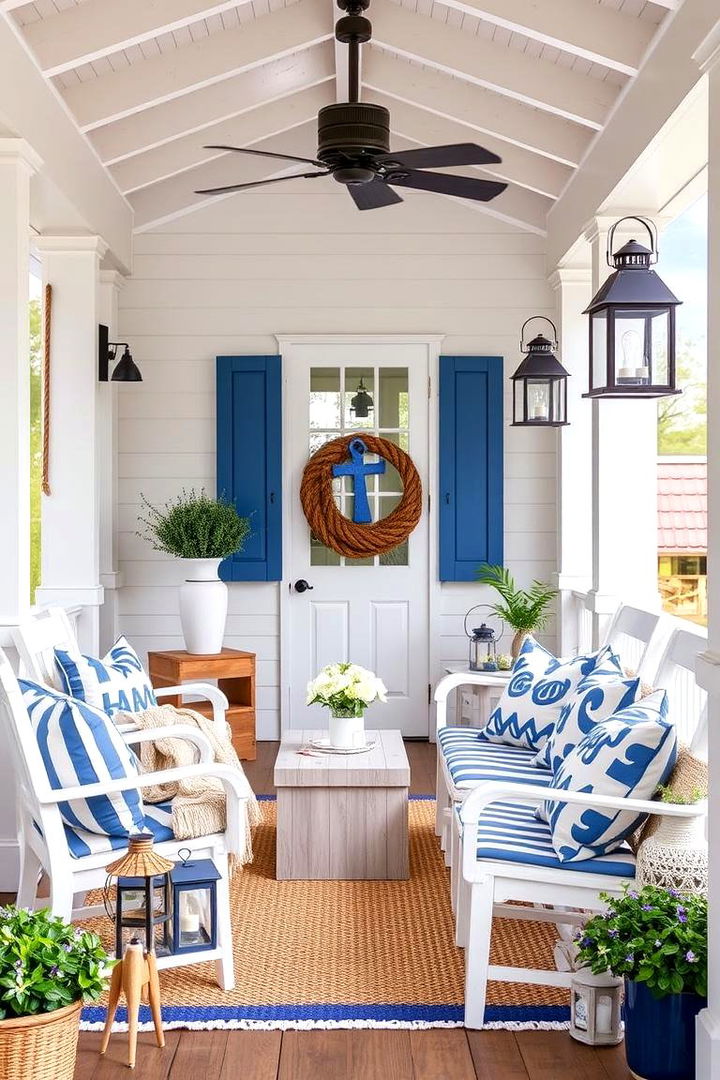 Nautical Inspired Enclosed Retreat - 22 Enclosed Porch Ideas