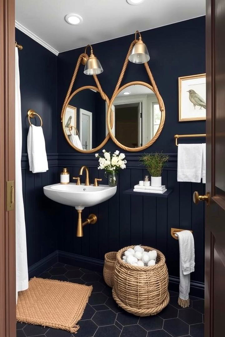 Nautical Inspired Sanctuary - 22 Blue and Gold Bathroom Ideas