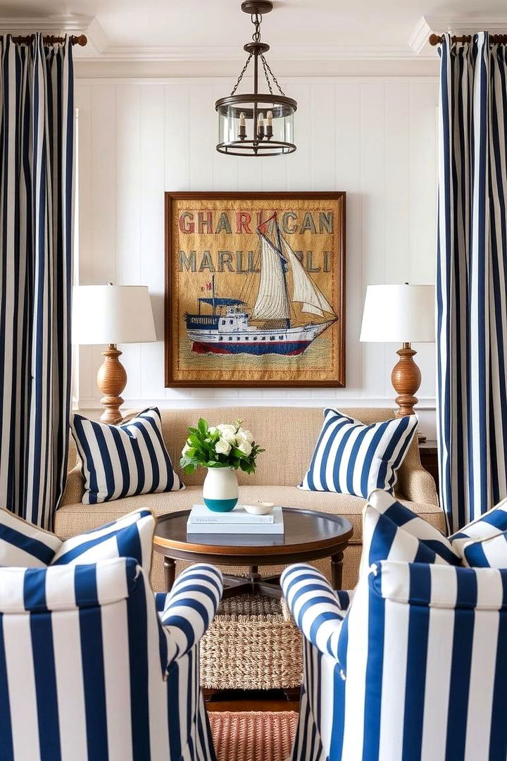 Nautical Striped Fabrics and Tapestry - 22 Mermaid Bedroom Ideas