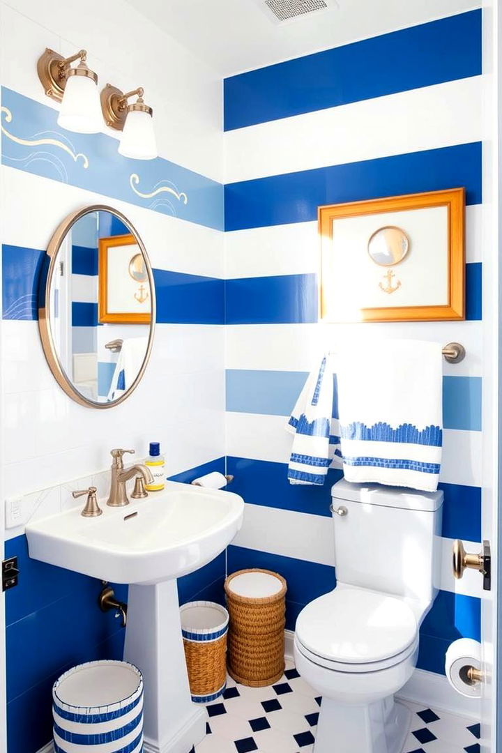Nautical Stripes for a Classic Look - 22 Nautical Bathroom Ideas