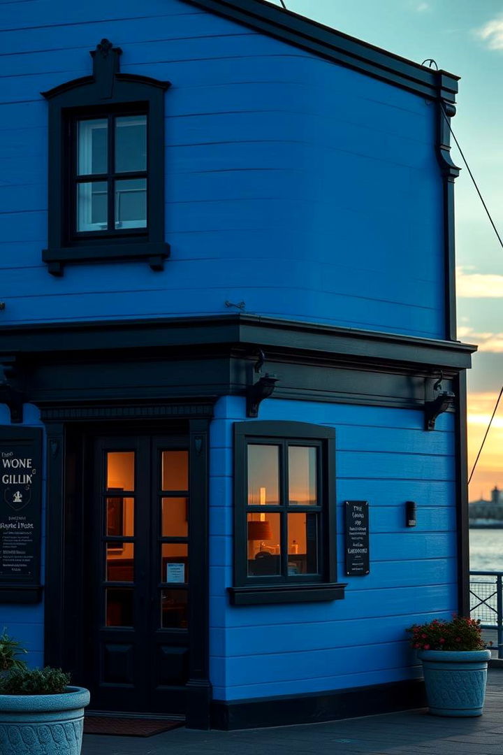 Nautical Vibes Reimagined - 22 Blue House With Black Trim Ideas