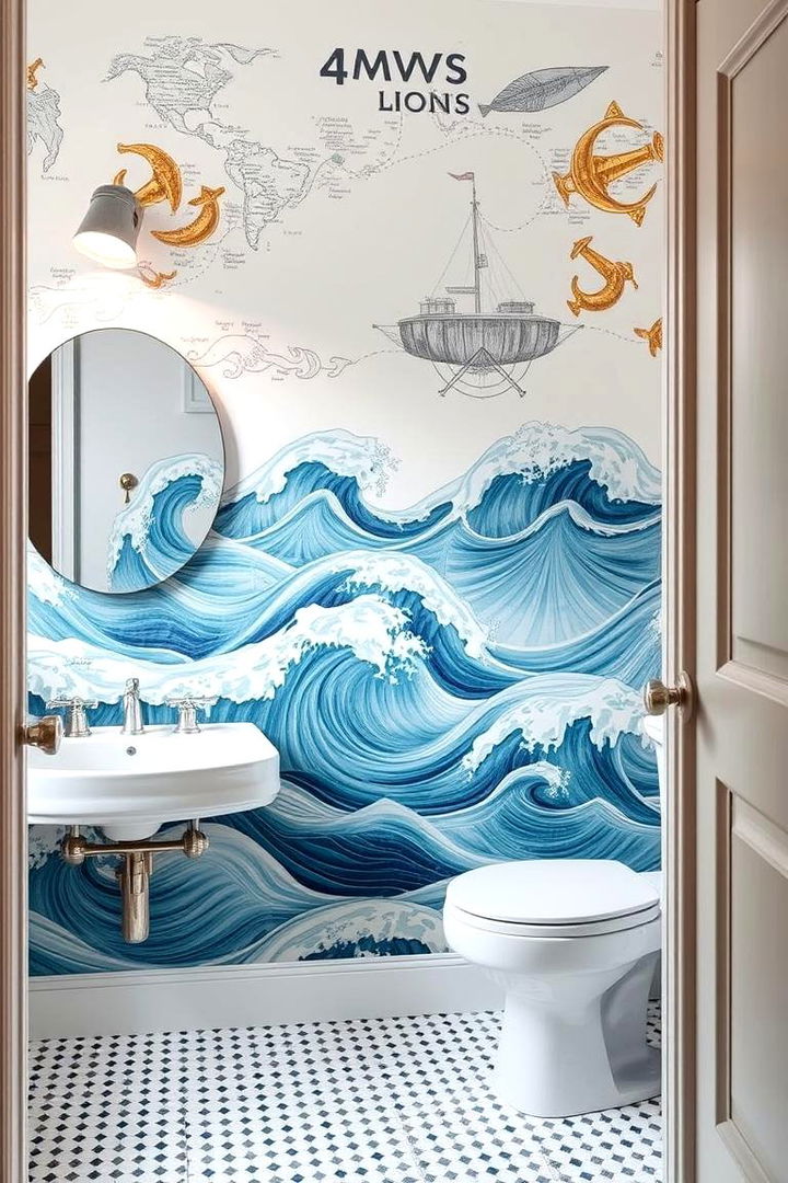 Nautical Wallpaper Patterns - 22 Nautical Bathroom Ideas