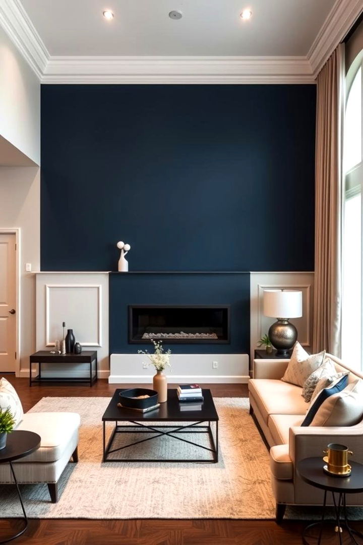 Navy Accent Walls - 22 Navy Living Room Ideas